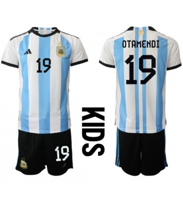 Argentyna Nicolas Otamendi #19 Koszulka Podstawowych Dziecięca MŚ 2022 Krótki Rękaw (+ Krótkie spodenki)
